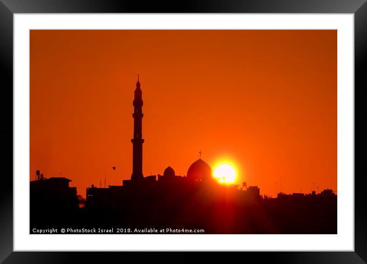 Jisr Az-Zarqa The Mosque at sunrise  Framed Mounted Print by PhotoStock Israel