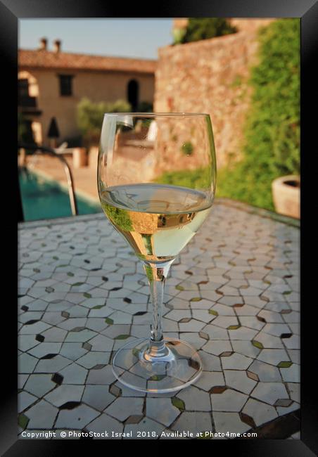  Close up of a chilled glass of white wine Framed Print by PhotoStock Israel