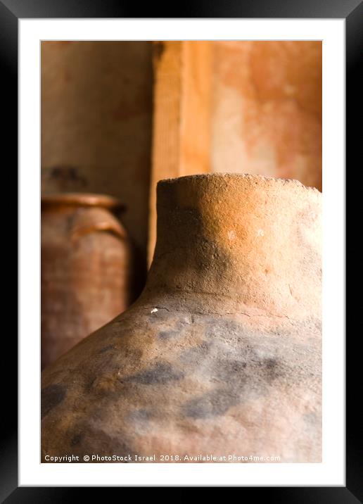 Israel, Achziv, Ancient clay pots on display Framed Mounted Print by PhotoStock Israel