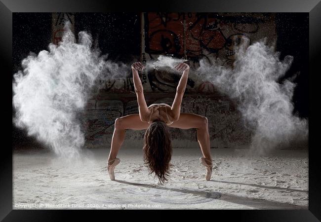 Ballet dancer dances in flour  Framed Print by PhotoStock Israel