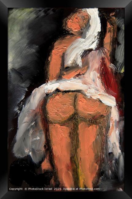 nude woman drawn from behind  Framed Print by PhotoStock Israel