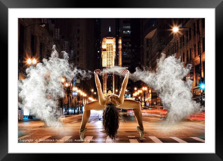 Powder dancing in an urban background  Framed Mounted Print by PhotoStock Israel