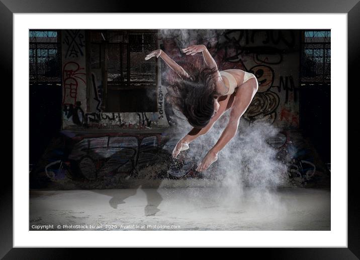 Ballet dancer jumps in flour  Framed Mounted Print by PhotoStock Israel