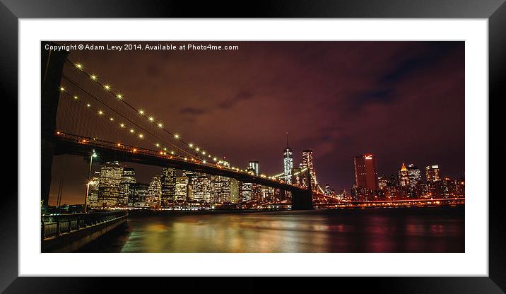  Brooklyn Bridge by Night Framed Mounted Print by Adam Levy
