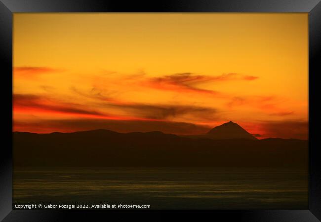 Sunset over Pico, Azores Framed Print by Gabor Pozsgai