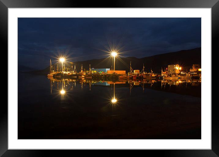 Ullapool harbour by night, Scotland Framed Mounted Print by Gabor Pozsgai