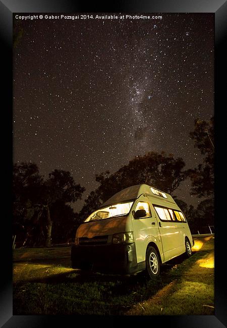 Campervan in the night Framed Print by Gabor Pozsgai