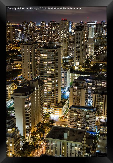 Waikiki by night Framed Print by Gabor Pozsgai