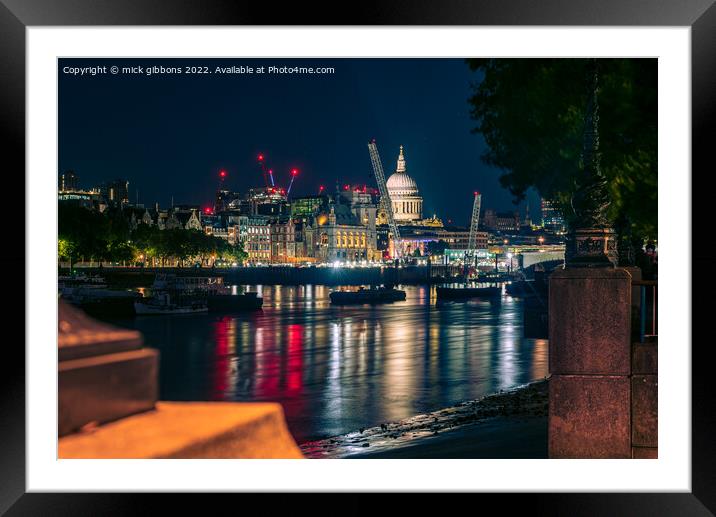 London St Paul's Cathedral from the South Bank Framed Mounted Print by mick gibbons