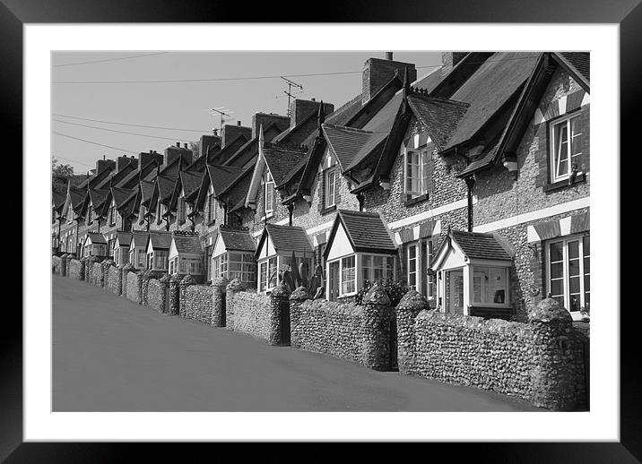 Fishermans cottages in Beer Framed Mounted Print by mick gibbons