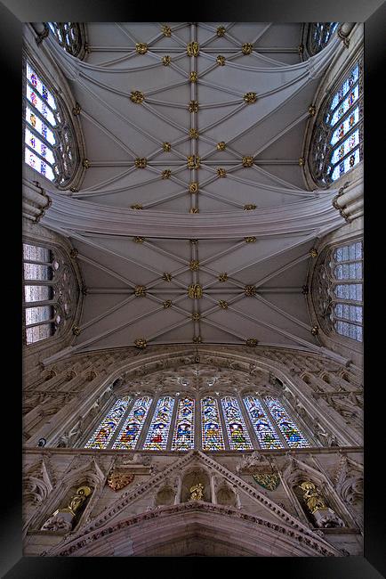 York Minster roof and great door window Framed Print by mick gibbons