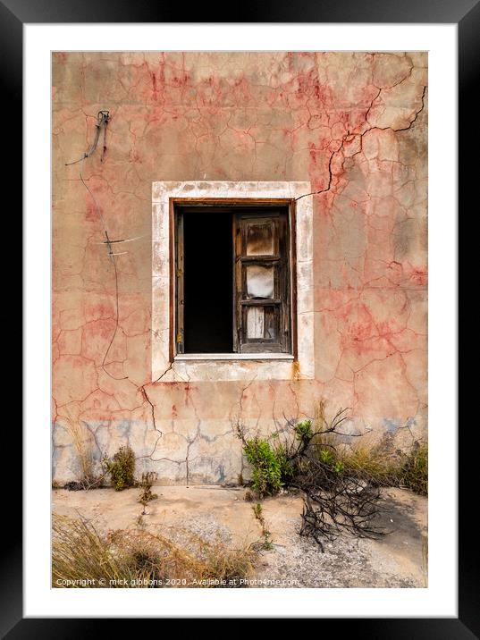 Derelict Window Framed Mounted Print by mick gibbons
