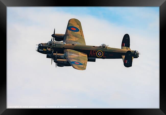Lancaster Bomber  Framed Print by mick gibbons