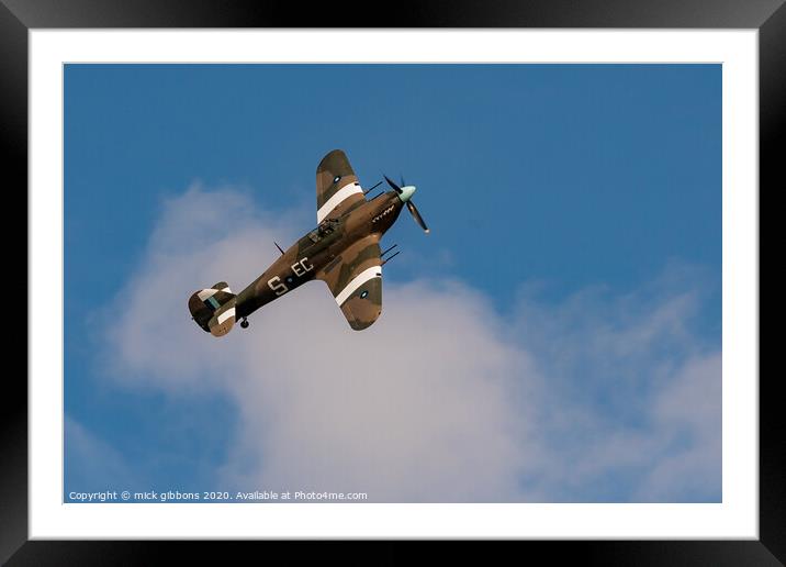 The Royal Air Force Battle of Britain Memorial Flight Hurricane Framed Mounted Print by mick gibbons