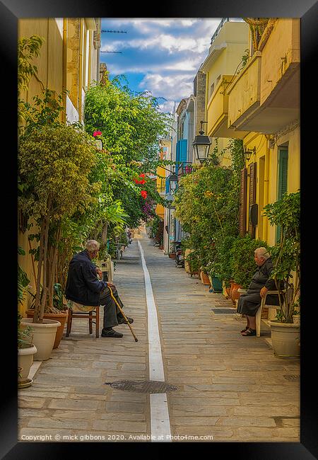 Greek Street  Framed Print by mick gibbons