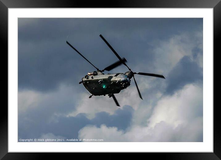 Boeing CH-47 Chinook helicopter Aircraft Framed Mounted Print by mick gibbons