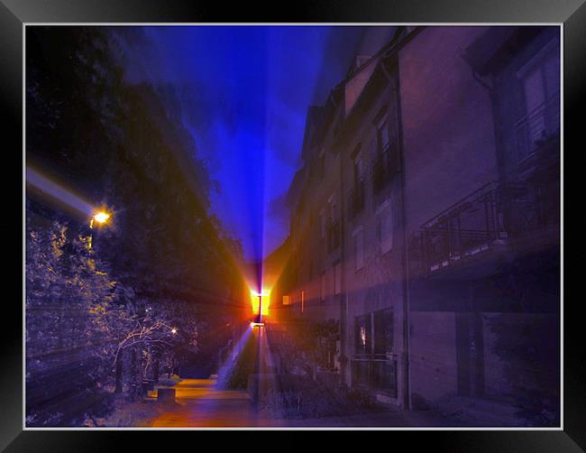 Night light beam Framed Print by Erzsebet Bak