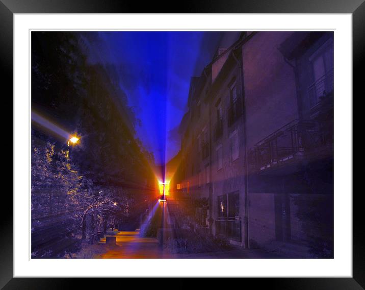 Night light beam Framed Mounted Print by Erzsebet Bak