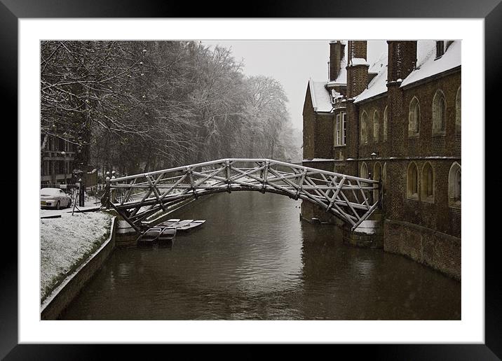Snowy Cambridge Framed Mounted Print by Tom Jones