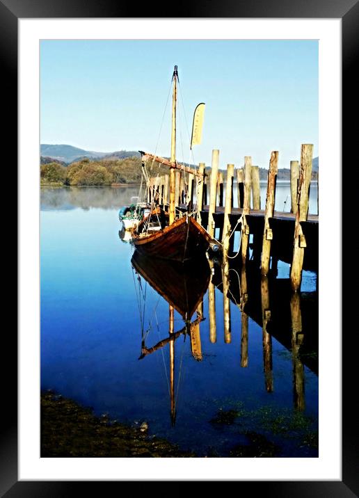 Derwent Water Boat Framed Mounted Print by Sarah Couzens