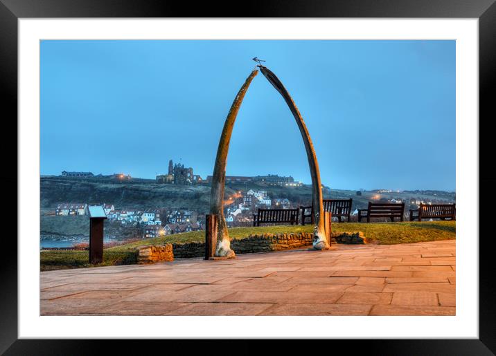 Whitby Whalebone Blue Hour Framed Mounted Print by Sarah Couzens