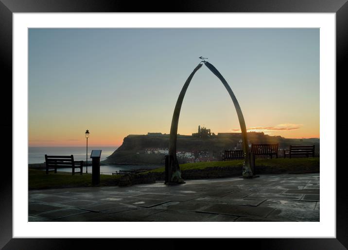 Whitby Whalebone Golden Hour Framed Mounted Print by Sarah Couzens