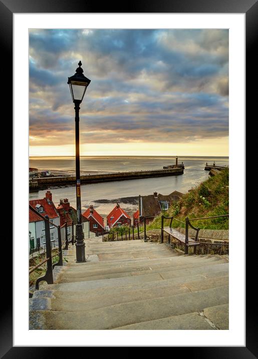 Whitby Sun Set Framed Mounted Print by Sarah Couzens