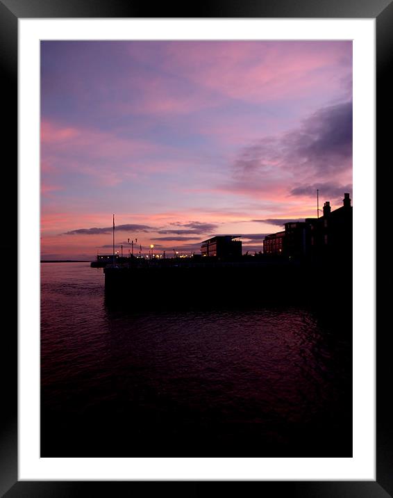 Sun Setting on Hull Marina Framed Mounted Print by Sarah Couzens