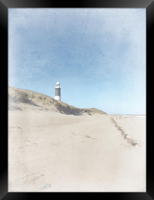 Spurn Point Lighthouse | Texture Framed Print by Sarah Couzens