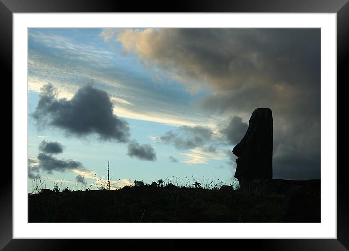 Easter Island Moai Statue Framed Mounted Print by Andrew Carr