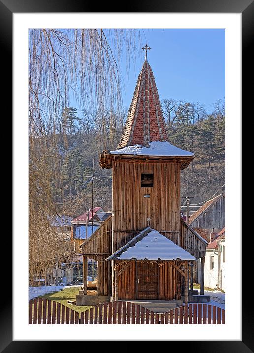 Old wooden church from Sadu, Sibiu county, Romania Framed Mounted Print by Adrian Bud