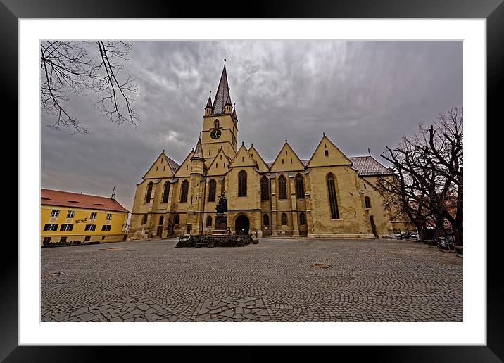 Evangelical Cathedral Sibiu Romania Framed Mounted Print by Adrian Bud