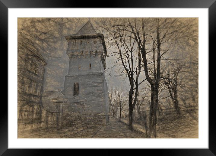 Defense Tower Sibiu Romania Framed Mounted Print by Adrian Bud