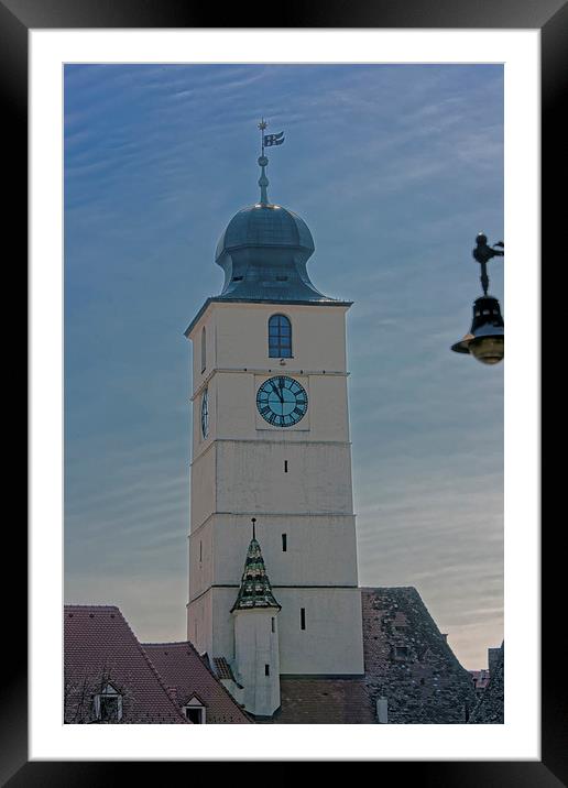 Old Council Tower Sibiu Romania Framed Mounted Print by Adrian Bud