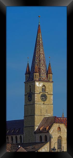 Medieval Evangelical Cathedral Tower from Sibiu Ro Framed Print by Adrian Bud