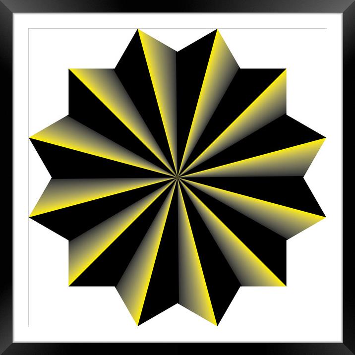 black to yellow blended oktogon umbrella designer cut Framed Mounted Print by Adrian Bud