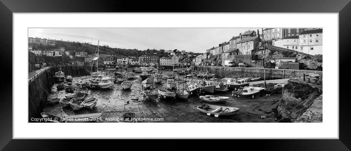 Mevagissey On The Hard In Black & White  Framed Mounted Print by James Lavott