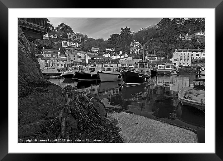 Polperro Boats At Rest Framed Mounted Print by James Lavott