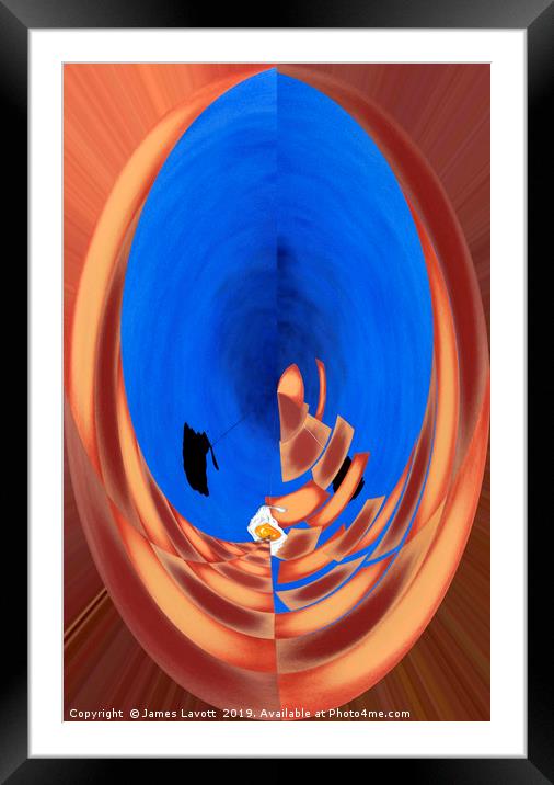 Digital Disrupted Egg Path On Blue Framed Mounted Print by James Lavott