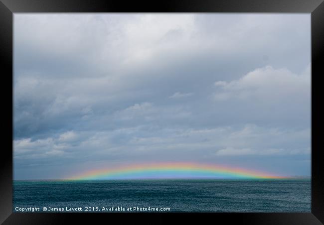 Seascape Rainbow Over Anglesey North Wales Framed Print by James Lavott