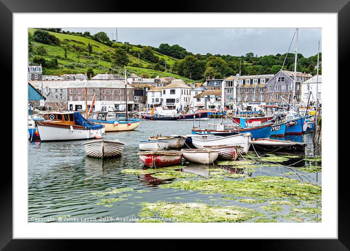 Boats In Mevagissey Harbour Framed Mounted Print by James Lavott