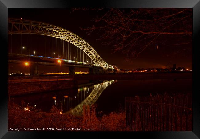 Runcorn Widnes Bridge By Night Framed Print by James Lavott