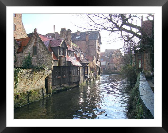 Bruges - Canal Scene Framed Mounted Print by David Jackson