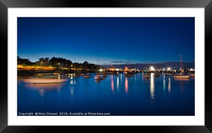 Boats Rocking In The Night, Monteray               Framed Mounted Print by Moty Dimant