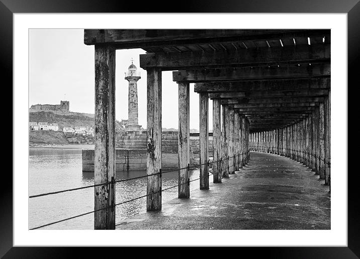 Whitby Pier Framed Mounted Print by Fee Easton