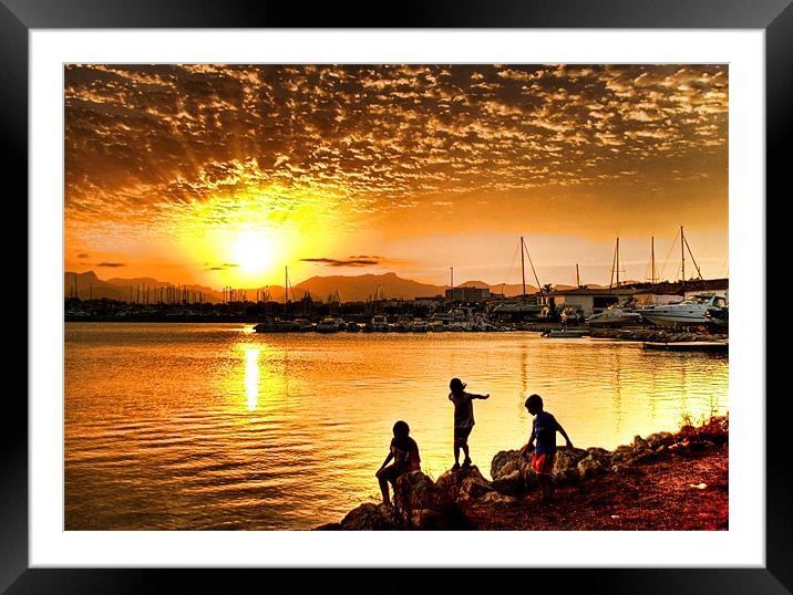 Alcudia Sunset Framed Mounted Print by Fee Easton