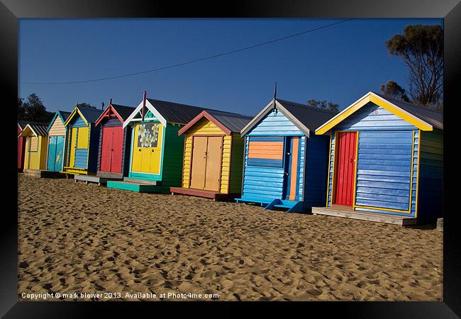 Brighton Beach Huts Framed Print by mark blower