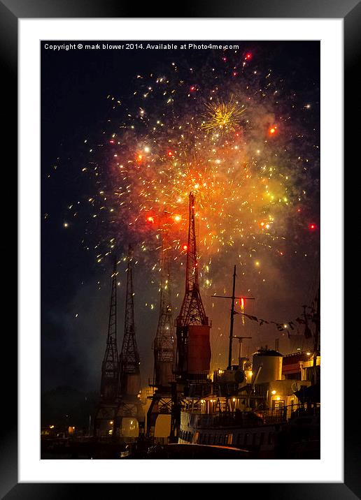 Bristol Harbour Festival Fireworks Framed Mounted Print by mark blower