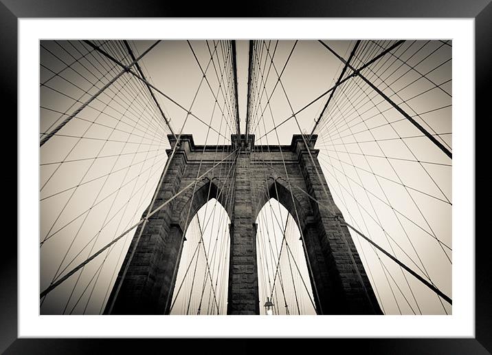 Brooklyn Bridge Framed Mounted Print by James Mc Quarrie