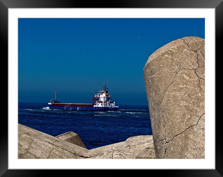 Blue sky, Blue ship 2 Framed Mounted Print by Luis Lajas